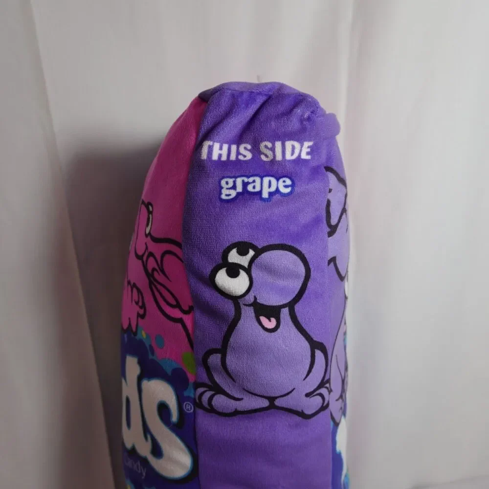 Nerds Throw Pillow With 4 Mini Plush Piece Inside Purple Pink 18 Inch  X 10 Inch